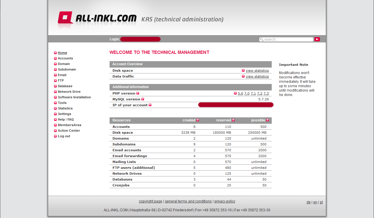 all-inkl.com kas hauptaccount ressourcen