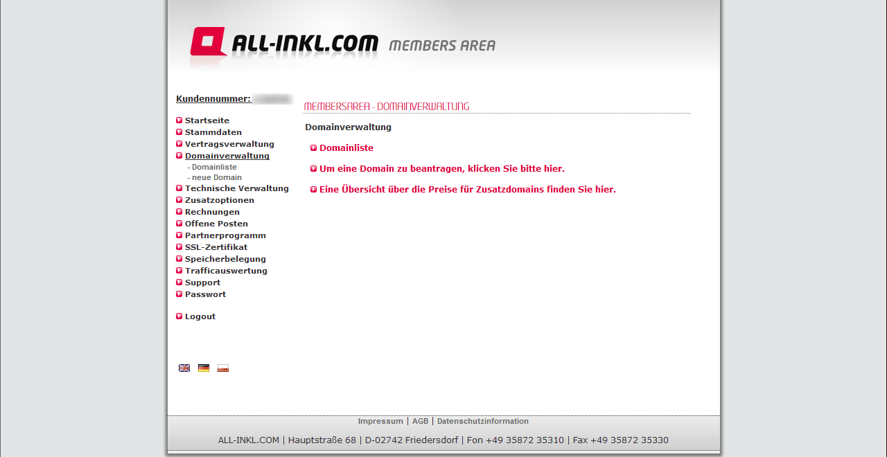 all-inkl.com members area domains