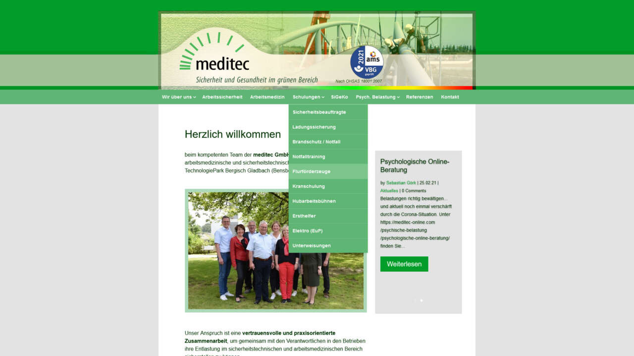 meditec GmbH WordPress Website mit Divi Theme Builder