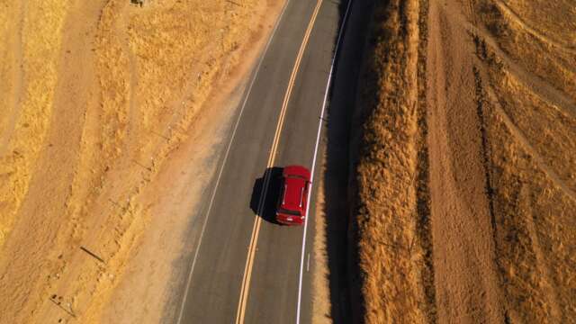 california road trip aerial footage interstate route desert