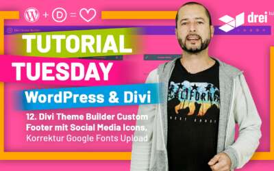 WordPress & Divi Tutorial 2022 Deutsch, 12: Divi Theme Builder Custom Footer mit Social Media Icons erstellen