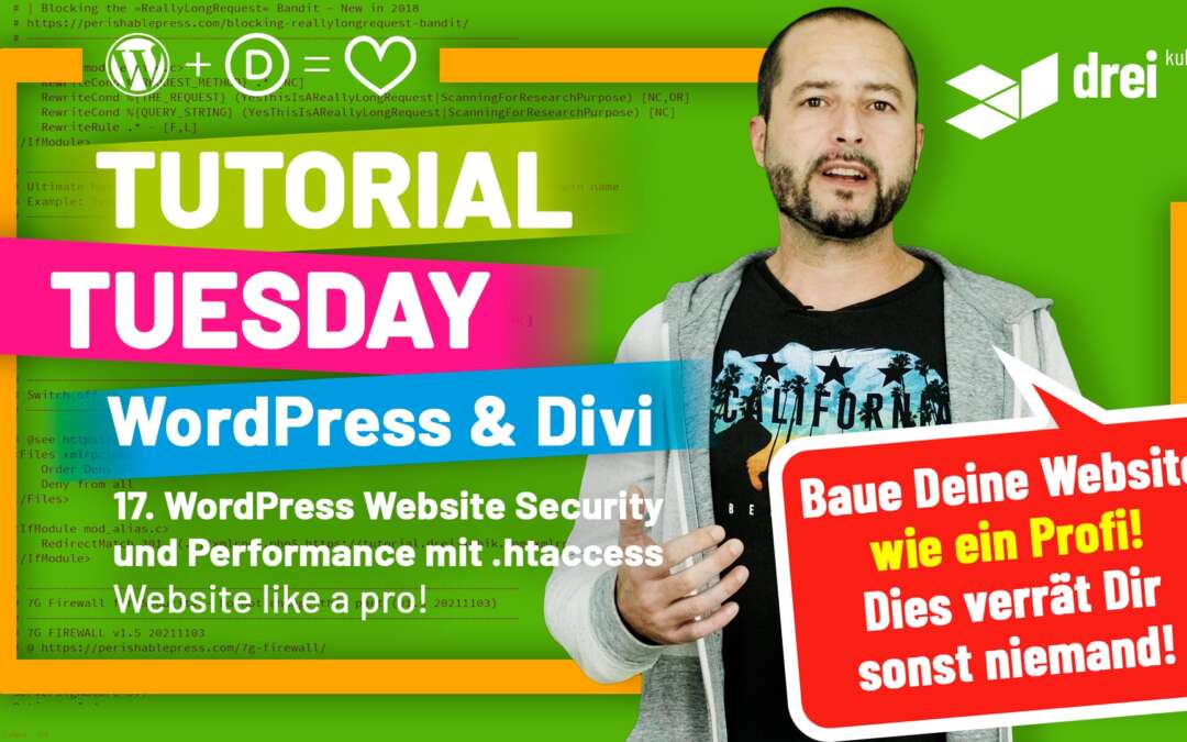 WordPress & Divi Tutorial 2022 Deutsch, 17: WordPress Website Security & Performance mit .htaccess