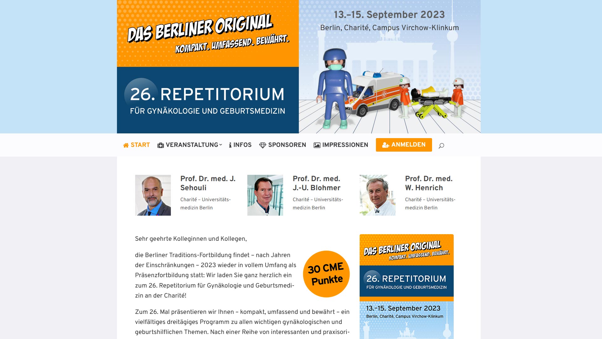 Website für die Jörg Eickeler Fortbildungsveranstaltung “Das Berliner Original” (Juni 2023)