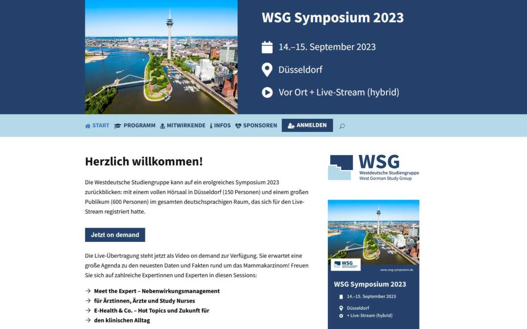 Website für die Jörg Eickeler Fortbildungsveranstaltung “WSG Symposium” (Juli 2023)