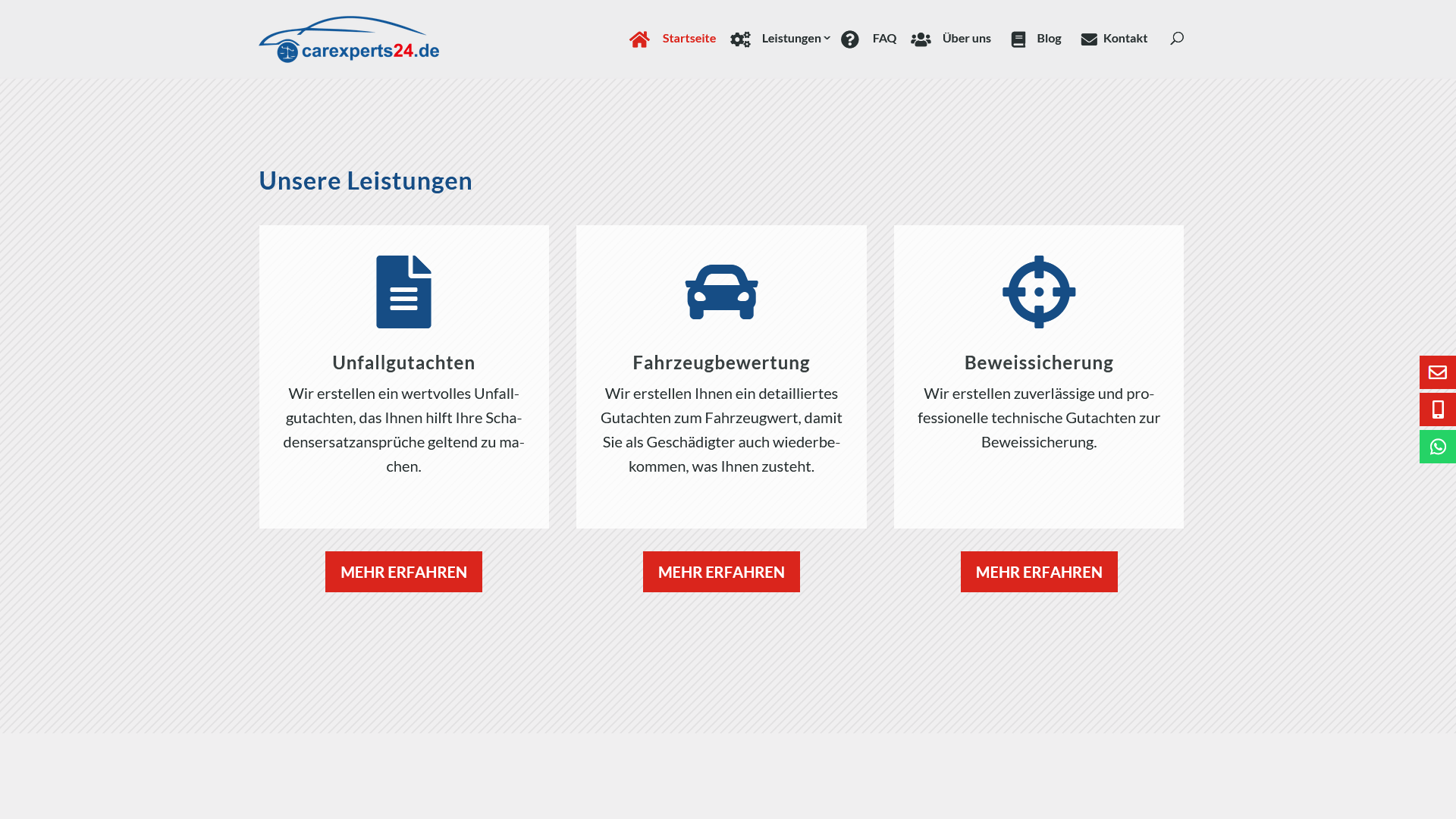 Website für den Unfallgutachter KFZ Techniker Meister Evangelos Klados (August 2023)