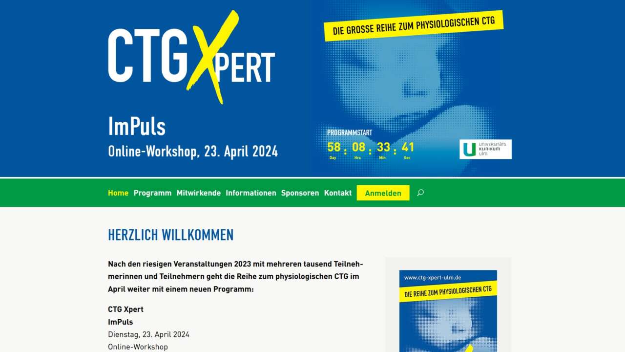 Website für die Jörg Eickeler Fortbildungsveranstaltung “CTG Xpert” (Februar 2024)